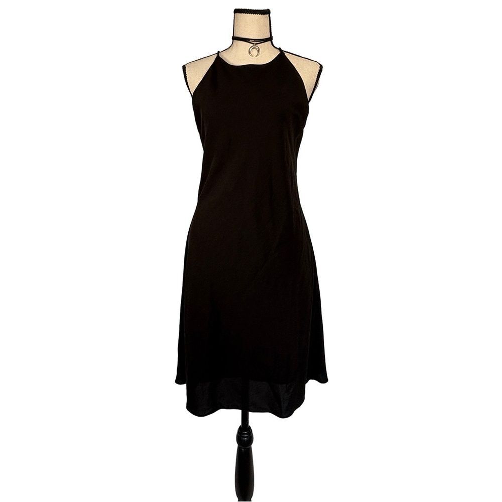 Onyx Nite Black Crisscross Back Slip Dress | Size 10